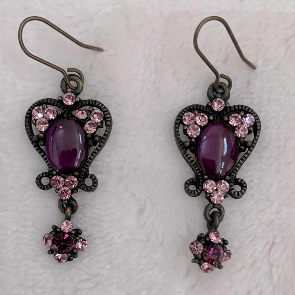 Vintage Style Elegant Purple and Pink Drop Earrings